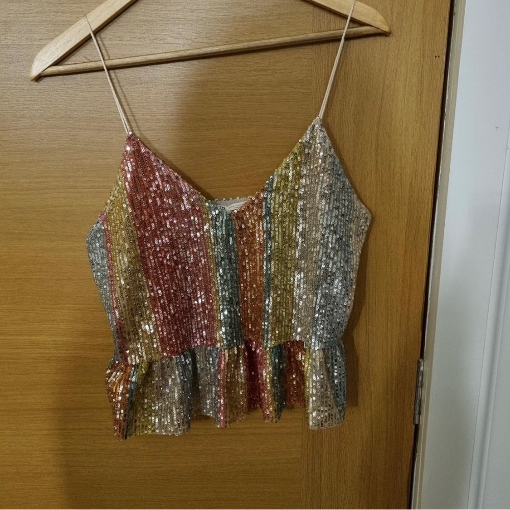 Zara sequin peplum rainbow tank!